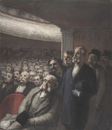 A Theater Audience, 19th century. Creator: Honore Daumier.