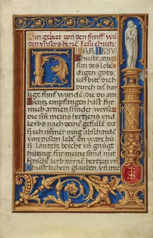 Decorated Text Page; Prayer Book of Cardinal Albrecht of Brandenburg, about 1525-1530. Creator: Simon Bening.