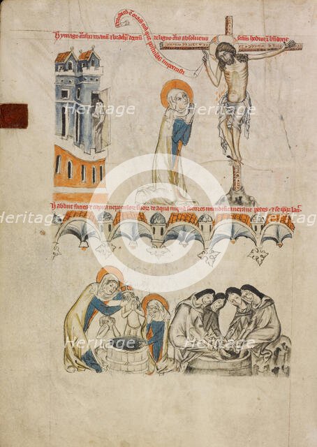Christ Blessing Saint Hedwig; Saint Hedwig Washing Her Grandson's Face, 1353. Creator: Unknown.