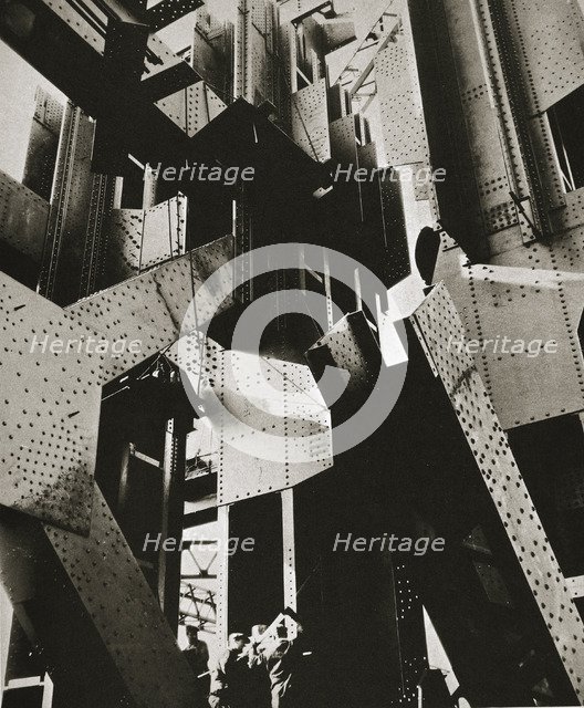Construction of one of the towers of the George Washington Bridge, New York, USA, late 1920s. Artist: Unknown