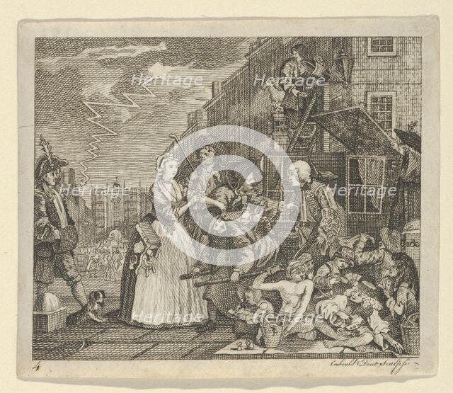 A Rake's Progress, Plate 4, ca. 1800. Creator: Dent.