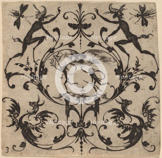 Ornament with Grotesque, 1616. Creator: Johannes Crato von Crafftheim.