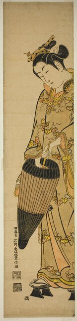 Young Woman with Umbrella, c. 1740s. Creator: Ishikawa Toyonobu.