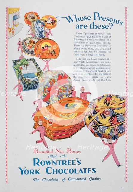 Christmas advert for Rowntree's York Chocolates, 1928. Artist: Unknown