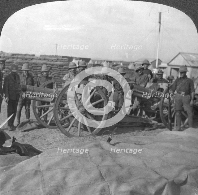 'Spoils of war, gun and stores captured from the Turks, Palestine', World War I, c1914-c1918. Artist: Realistic Travels Publishers