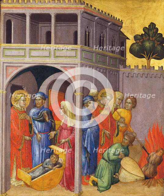Return of the Saint and Burning of the Changeling, c1390. Creator: Martino di Bartolomeo di Biagio.