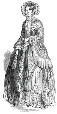Paris Fashions for June - Promenade Dress, 1850. Creator: Unknown.