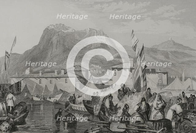 Port of Kenkries, Corinth, Greece, 1840. Creator: Aubert.