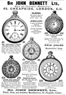 Advertisement for Sir John Bennett Ltd., Watch and Chronometer Manufacturers, 1895. Creator: Unknown.