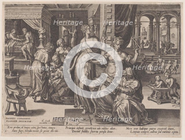 Child Birth, from The Course of Human Life, 1570. Creator: Pieter Furnius.