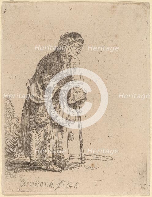 Beggar Woman Leaning on a Stick, 1646. Creator: Rembrandt Harmensz van Rijn.