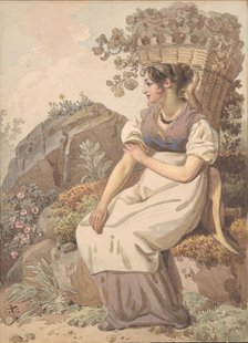 Young Woman in the Vaudois after the Grape Harvest, 1821. Creator: Wolfgang Adam Töpffer.