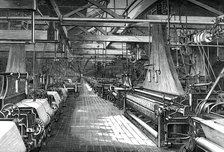Interior of the weaving shed, St Leonard's factory, Dunfermline, c1880. Artist: Unknown