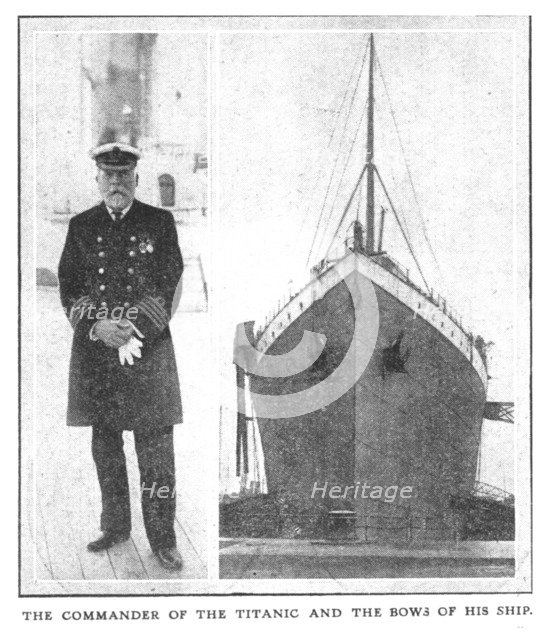 'The Commander of the Titanic and the Bows of his Ship', (April 20), 1912. Creator: Unknown.
