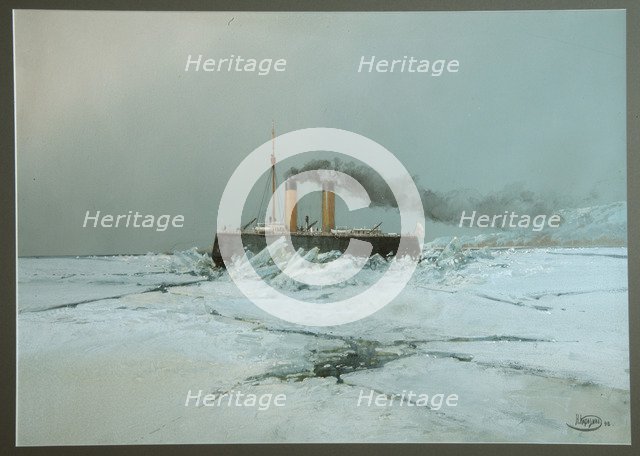 Icebreaker Yermak, 1898. Artist: Karasin, Nikolai Nikolayevich (1842-1908)