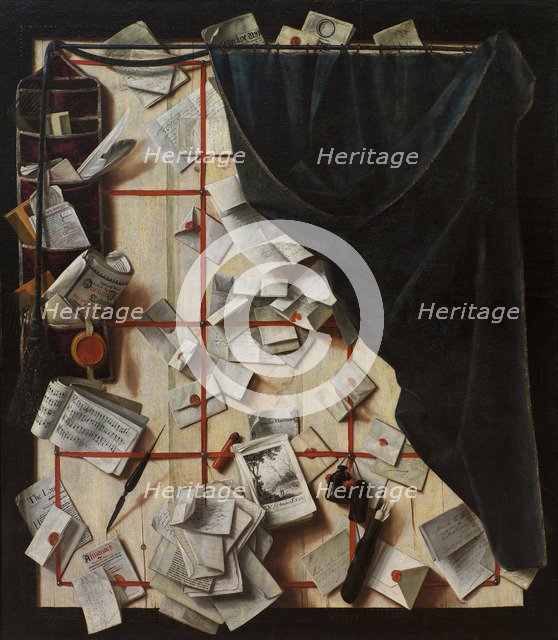 Trompe l'oeil. Board Partition with Letter Rack and Music Book, 1668. Artist: Gijsbrechts, Cornelis Norbertus (before 1657-after 1675)