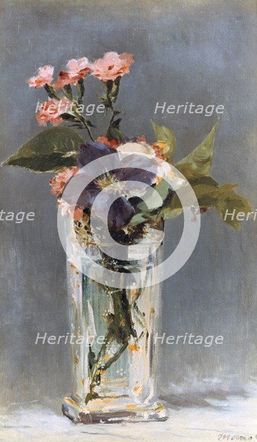 'Violets and Clematis in a crystal vase', 1882 Artist: Edouard Manet