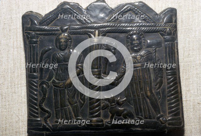 Bronze plaque of Celtic Goddess Epona, and a warrior God, Hungary, 1st-3rd Century Artist: Unknown.