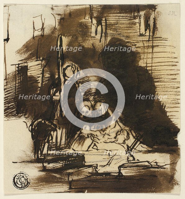 Finding the Scottish Regalia (r), and Study, Queen Victoria and First Parliament (v), c.1835. Creator: David Wilkie.