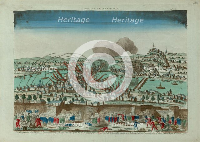 Perspective view of the Siege and Bombardment of the City of Lyon in October 1793, c. 1793. Creator: Anonymous.