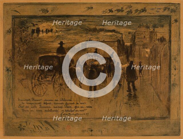 Convoi Funèbre au Boulevard de Clichy (Funeral Procession on the Boulevard de Clichy), 1887. Creator: Felix Hilaire Buhot.