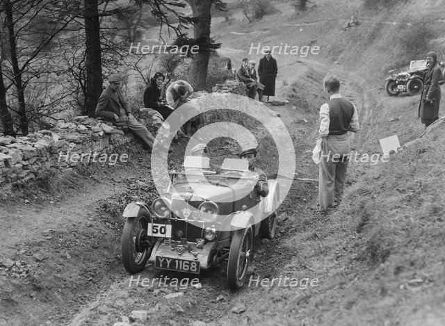 MG J2 of Kenneth Evans competing in the MG Car Club Abingdon Trial/Rally, 1939. Artist: Bill Brunell.
