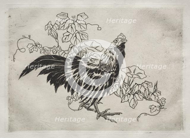 Dinner Service (Rousseau service): Rooster and morning glories (no. 25), 1866. Creator: Félix Bracquemond (French, 1833-1914).