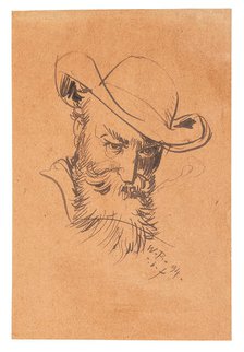 Self-Portrait With Hat, 1894. Creator: Busch, Wilhelm (1832-1908).