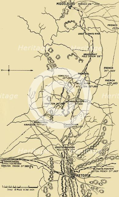 'Map Illustrating the Eastward Move from Eerstefabrieken to Middelburg', 1901. Creator: Unknown.