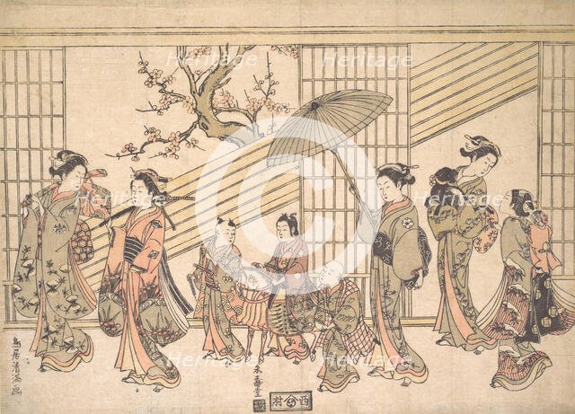 Children Play-acting a Daimyo Procession, ca. 1763., ca. 1763. Creator: Torii Kiyomitsu.