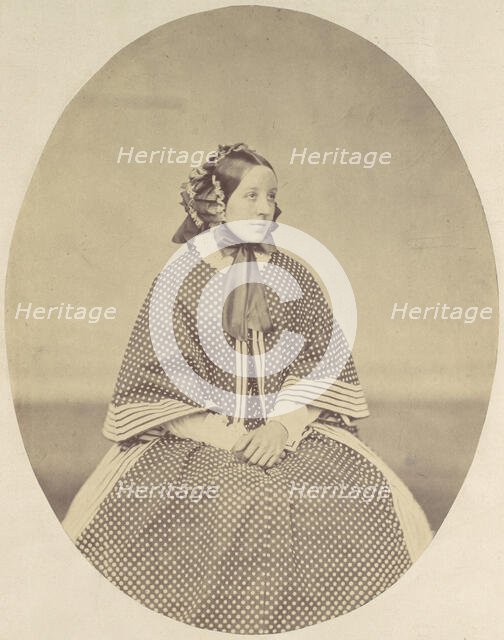 [Young Woman in Dotted Dress], 1850s-60s. Creator: Franz Antoine.