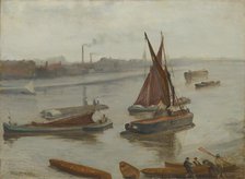 Grey and Silver: Old Battersea Reach, 1863. Creator: James Abbott McNeill Whistler.