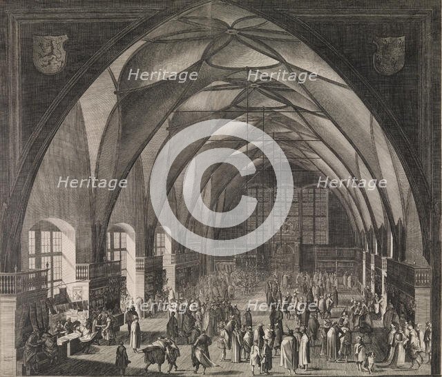 Interior View of Vladislav Hall at Prague Castle during the Annual Fair, 1607., 1607. Creator: Aegidius Sadeler II.