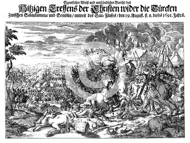 The Battle of Slankamen on August 19, 1691. Artist: Azelt (Atzelt), Johann (1654-1692)