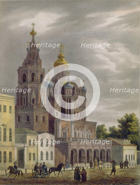 The Church of the Dormition of the Theotokos at the Pokrovka Street in Moscow, 1825. Artist: Cadolle, Auguste Jean Baptiste Antoine (1782-1849)