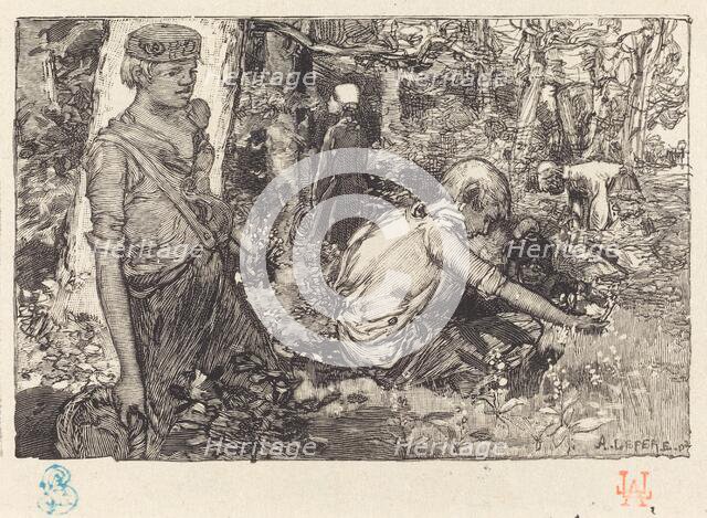 Gathering of May-lily (La cueillette du muguet), 1908. Creator: Auguste Lepere.