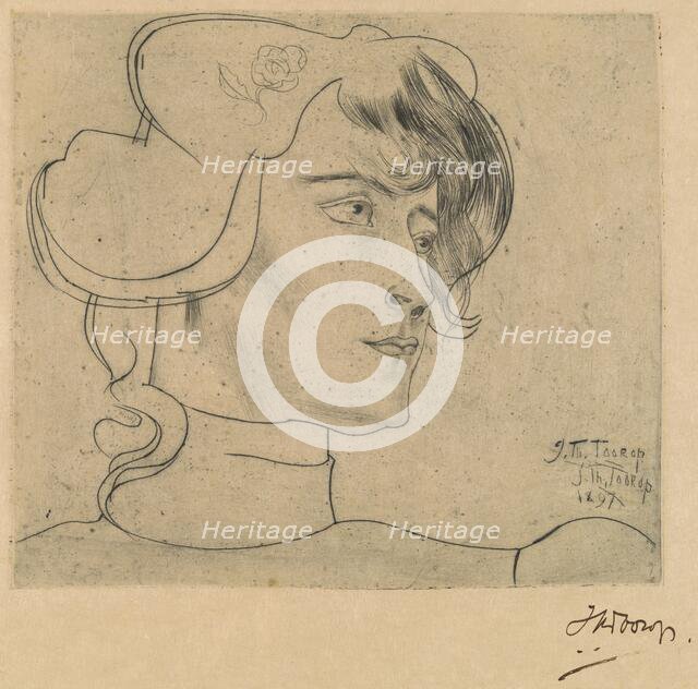 Head of a Woman (Marguérite Adolphine Helfrich), 1897. Creator: Jan Toorop.