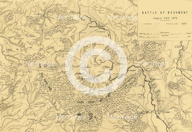 Map of the Battle of Beaumont, 30 August 1870, (c1872).  Creator: R. Walker.
