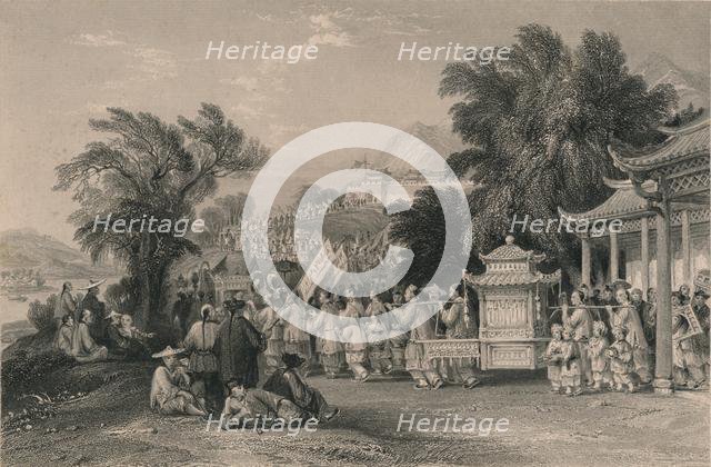 'Marriage Procession at the Blue-cloud Creek, Chin-keang-foo', c1843-1858. Creator: Samuel Bradshaw.