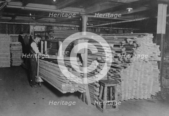 Examining spruce for planes, between c1915 and c1920. Creator: Bain News Service.