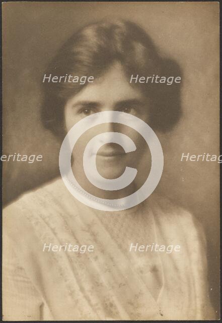 Portrait of a Woman with Bead Necklace, 1907-1943. Creator: Louis Fleckenstein.