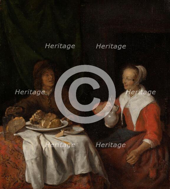 Man and Woman at a Meal, 1650-1660. Creator: Gabriel Metsu.
