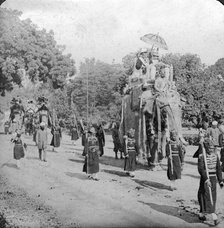 Lord and Lady Harding riding an elephant, India, 1913.Artist: HD Girdwood
