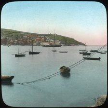 Polruan from Fowey, Cornwall, late 19th or early 20th century.  Artist: Church Army Lantern Department