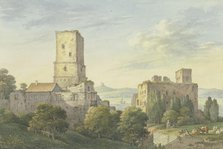 The Upper Castle (Boosenburg) and the Lower Castle (Bromserburg) near Rüdesheim am Rhein, 1803. Creator: Georg Melchior Kraus.