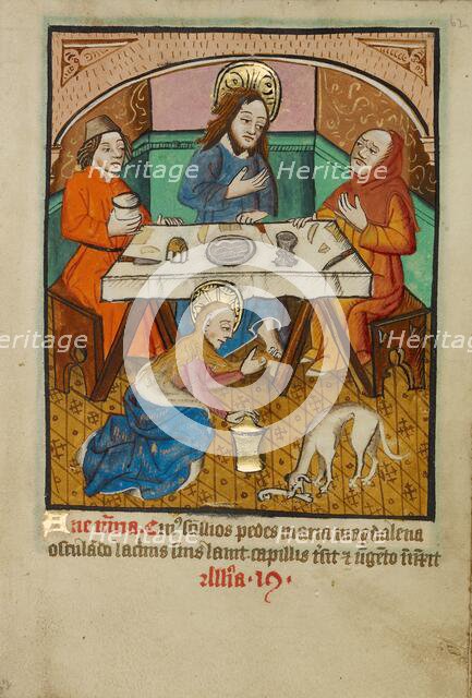 Christ in the House of the Pharisee; Illustrated Vita Christi..., about 1480-1490. Creator: Unknown.