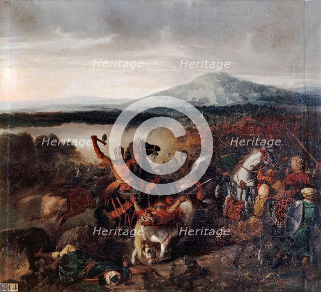 Roger I of Sicily at the Battle of Cerami in 1061. Artist: Lafaye, Prosper (1806-1883)