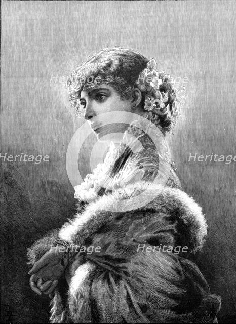 Dressed for the Opera, by E. Tofano, exhibited in Mr. McLean's Gallery, Haymarket, 1883. Creator: Unknown.