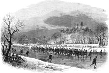 The First Lincolnshire Rifle Volunteers taking a march down the river Witham on skates, 1861. Artist: Unknown