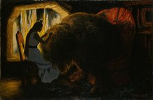 The Princess picking Lice from the Troll. Artist: Kittelsen, Theodor (1857-1914)